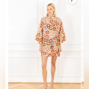 NWT La Vie Style House Tangerine sequin mini caftan dress